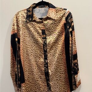 PLT Leopard Print Button-Up Shirt